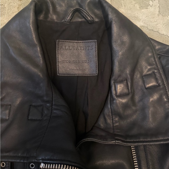 All Saints Black Leather Moto Jacket - Picture 4 of 5